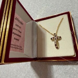 Gold Cross Necklace with Austrian Crystals